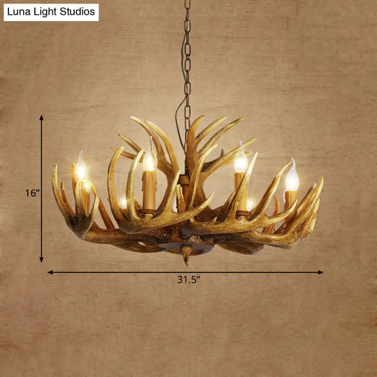 Traditional Resin Pendant Chandelier Antler Restaurant Light Kit (3/4/5 Bulbs Brown)