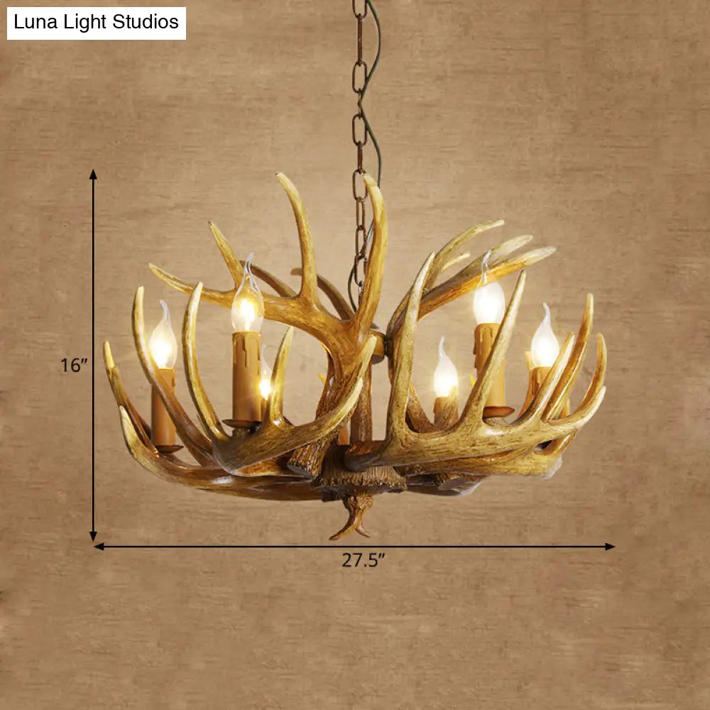 Traditional Resin Pendant Chandelier Antler Restaurant Light Kit (3/4/5 Bulbs Brown)