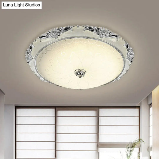 Traditional Round Glass Led Flush Light In Silver/Gold - 12/16/19.5 Width