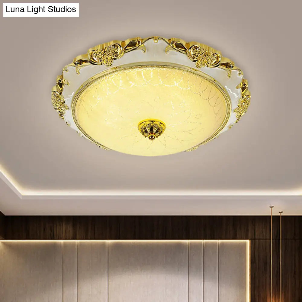 Traditional Round Glass Led Flush Light In Silver/Gold - 12/16/19.5 Width Gold / 12