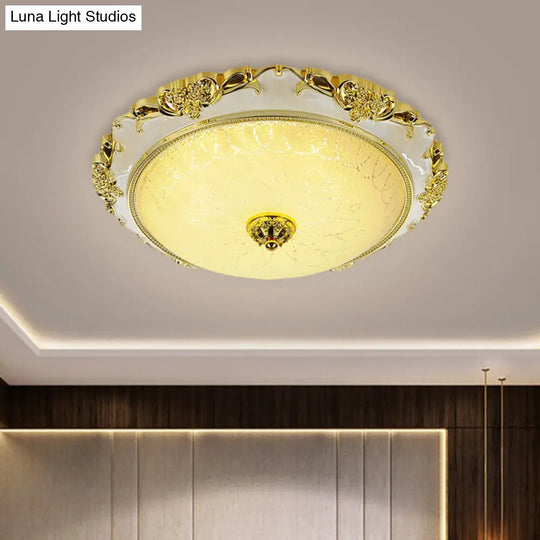Traditional Round Glass Led Flush Light In Silver/Gold - 12/16/19.5 Width Gold / 12