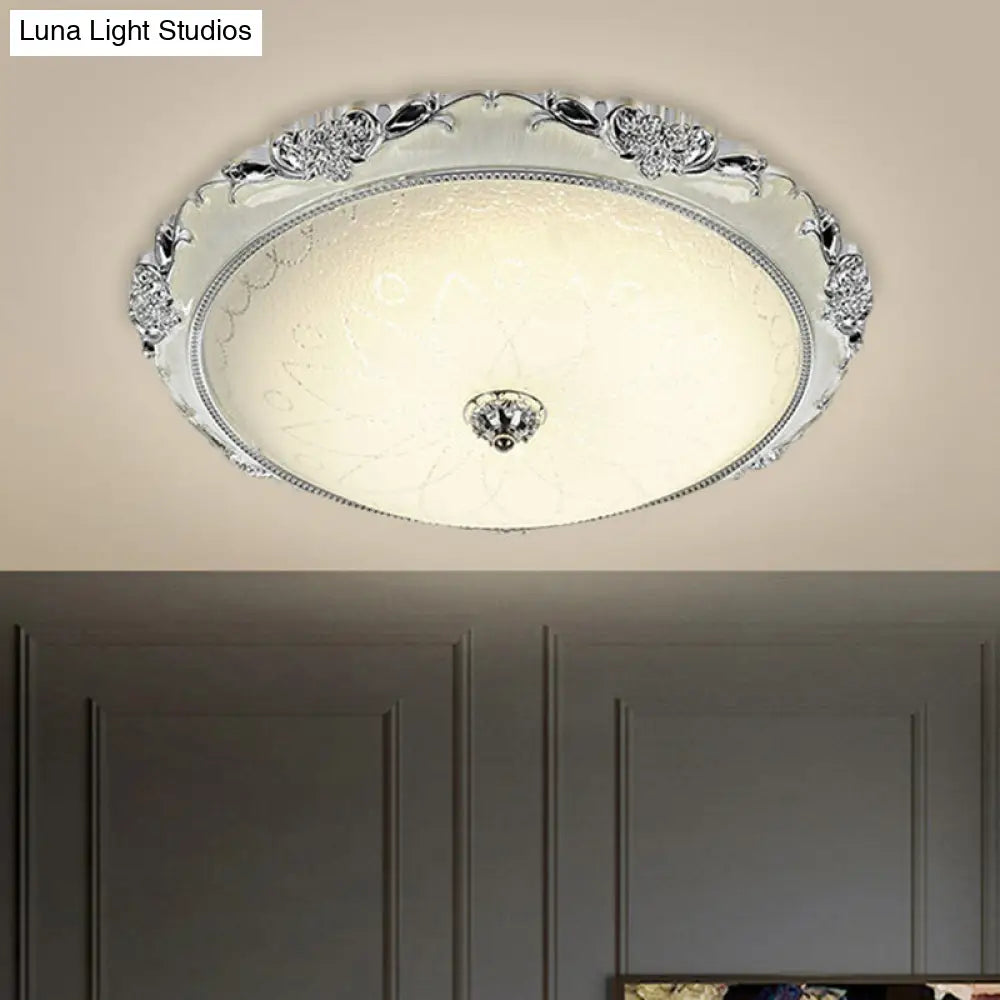Traditional Round Glass Led Flush Light In Silver/Gold - 12/16/19.5 Width Silver / 12