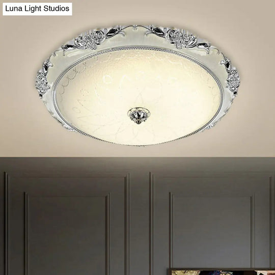 Traditional Round Glass Led Flush Light In Silver/Gold - 12/16/19.5 Width Silver / 12