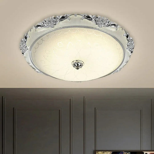 Traditional Round Glass Led Flush Light In Silver/Gold - 12’/16’/19.5’ Width Silver / 12’