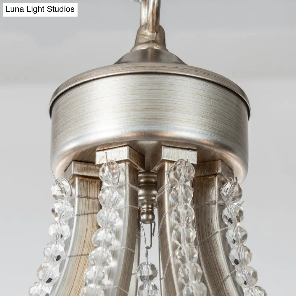 Traditional Round Pendant Chandelier With Crystal Strands