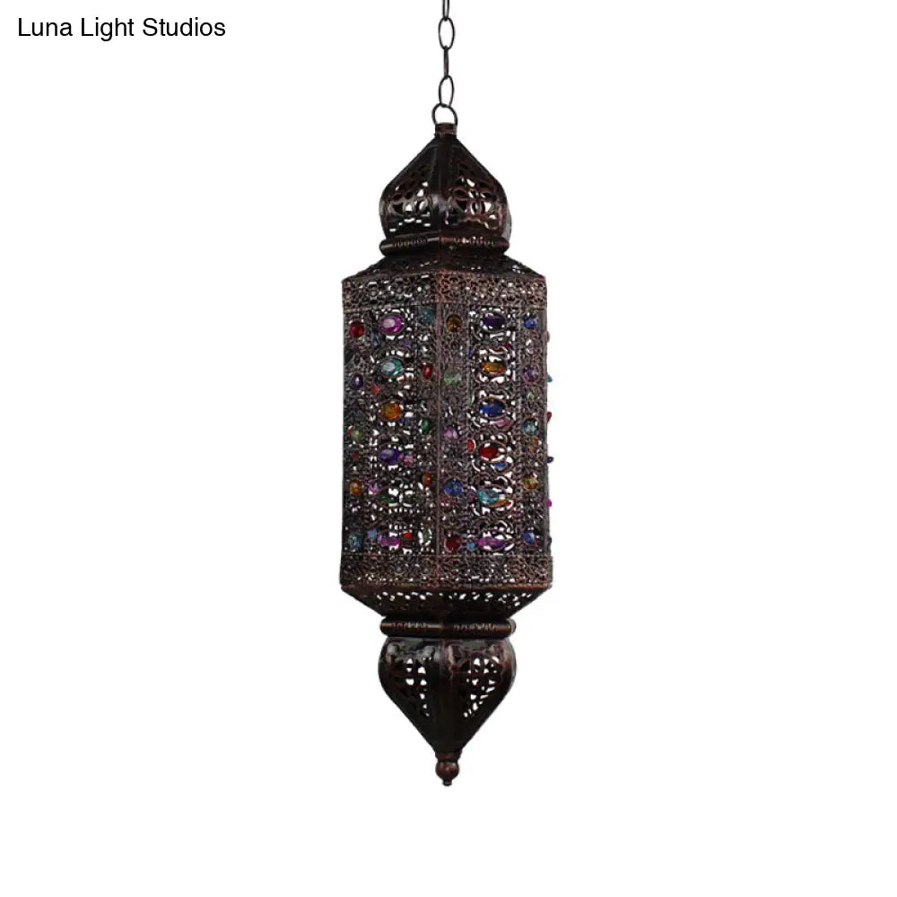 Traditional Rust Cylinder Pendant Light With Single Metal Head Suspension For Living Rooms