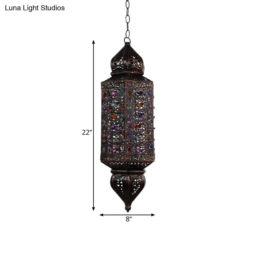 Traditional Rust Cylinder Pendant Light With Single Metal Head Suspension For Living Rooms