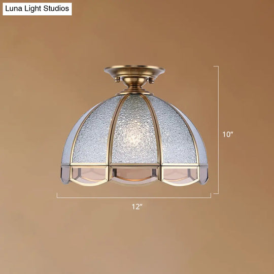 Traditional Seedy Glass Foyer Ceiling Light With Scalloped Edge Bronze / 12