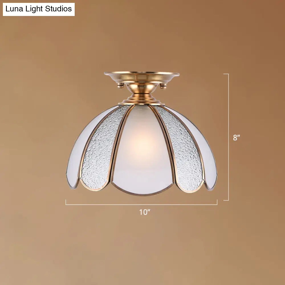 Traditional Seedy Glass Foyer Ceiling Light With Scalloped Edge Bronze / 10