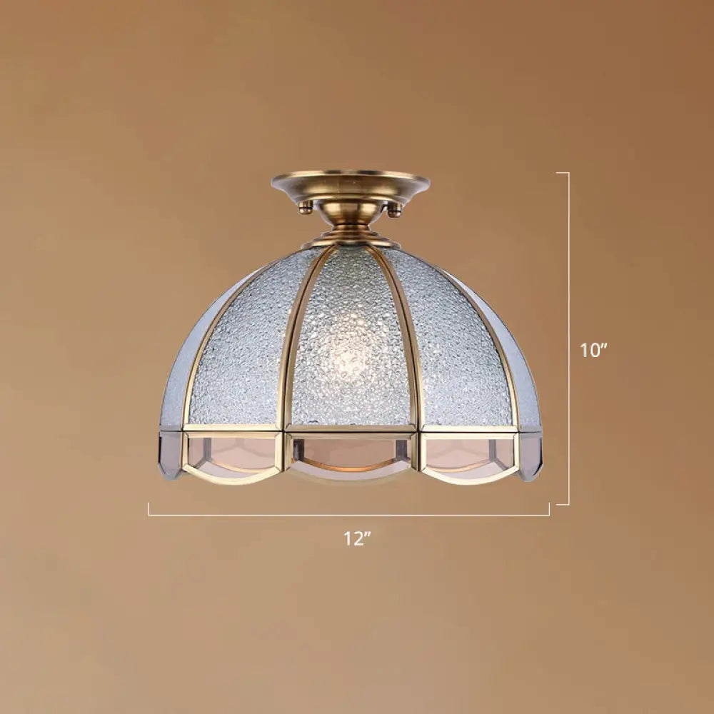 Traditional Seedy Glass Foyer Ceiling Light With Scalloped Edge Bronze / 12’