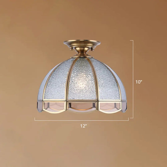 Traditional Seedy Glass Foyer Ceiling Light With Scalloped Edge Bronze / 12’