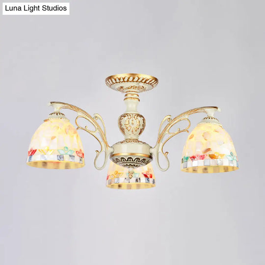 Traditional Shell Chandelier - Beige Bowl Ceiling Light Fixture For Dining Room 3/5/6 Lights