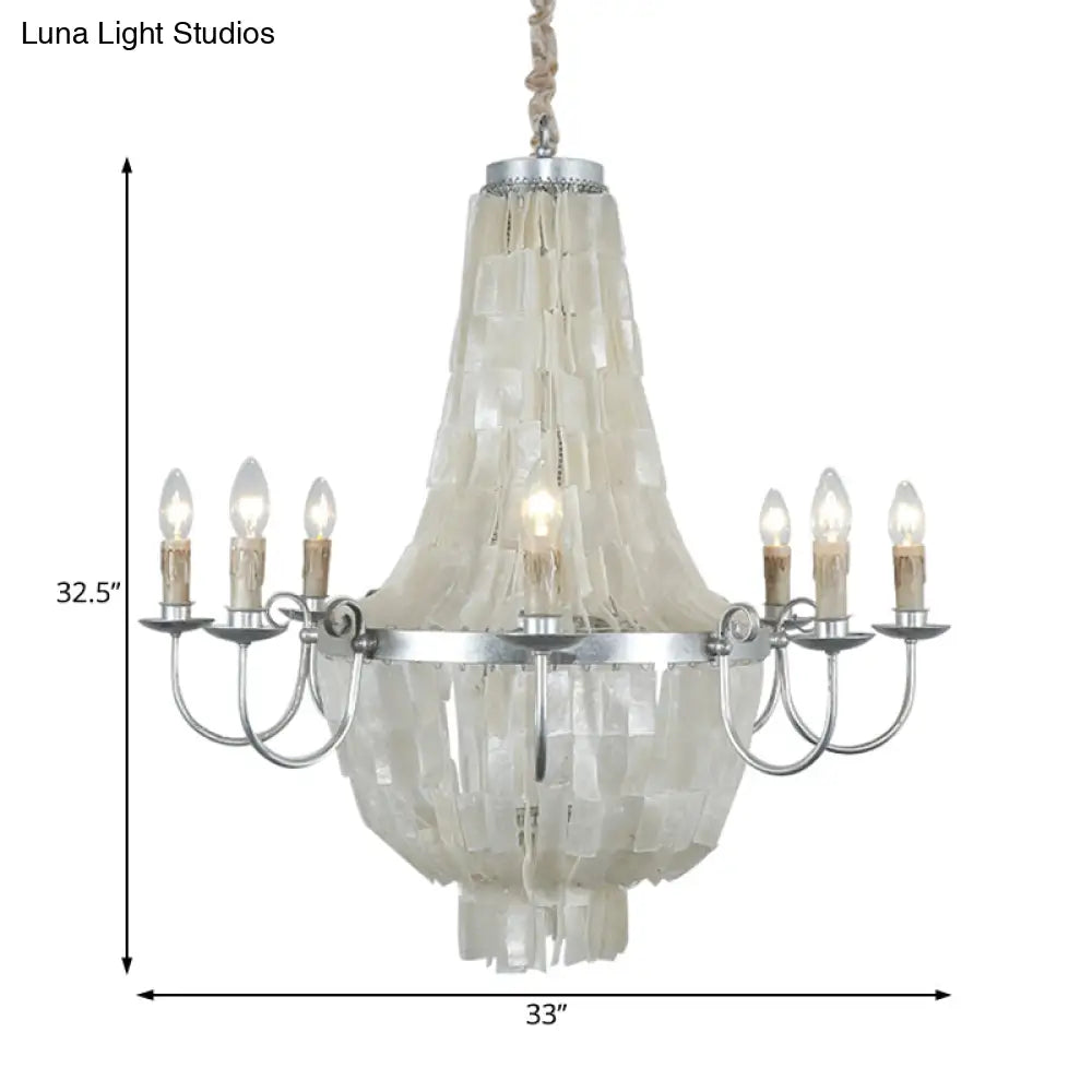 Traditional Shell Chandelier Light -- Chrome Empire Shape 8 Lights For Dining Room Ceiling