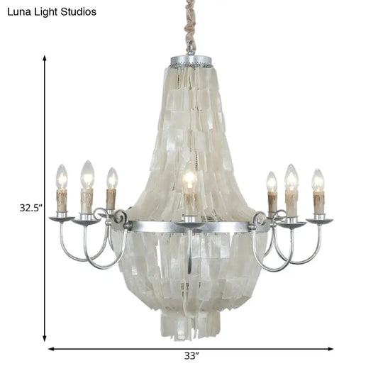 Traditional Shell Chandelier Light -- Chrome Empire Shape 8 Lights For Dining Room Ceiling