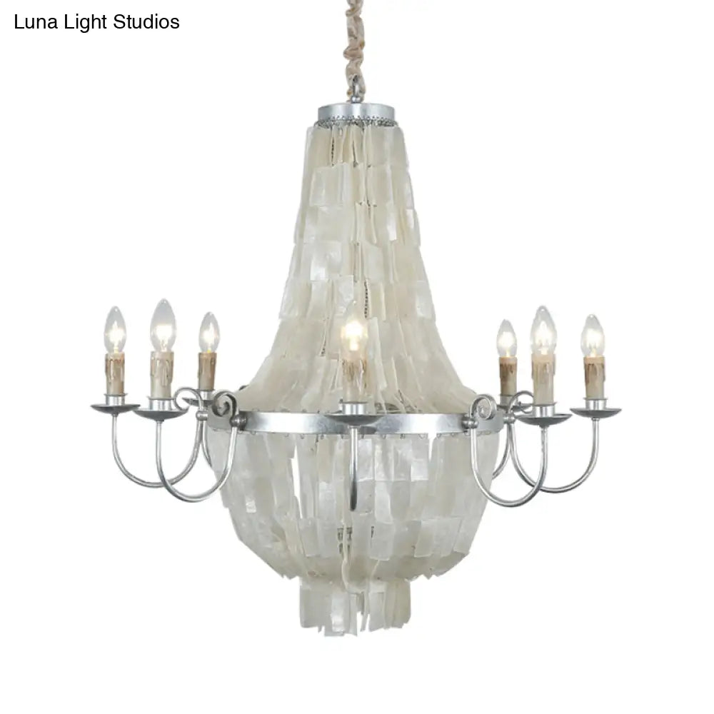 Traditional Shell Chandelier Light -- Chrome Empire Shape 8 Lights For Dining Room Ceiling