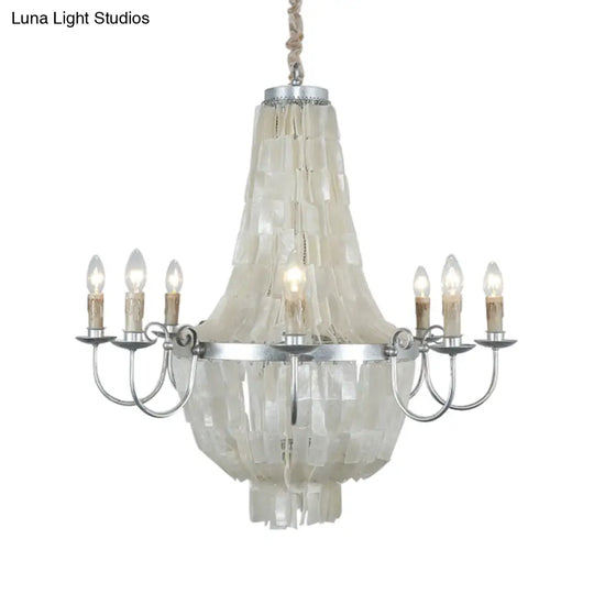 Traditional Shell Chandelier Light -- Chrome Empire Shape 8 Lights For Dining Room Ceiling