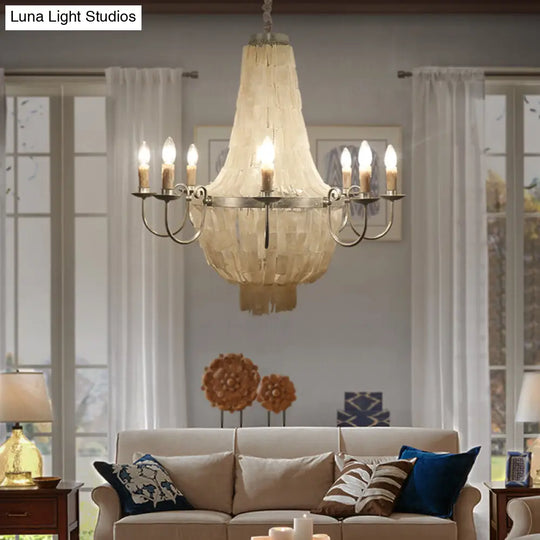 Traditional Shell Chandelier Light -- Chrome Empire Shape 8 Lights For Dining Room Ceiling