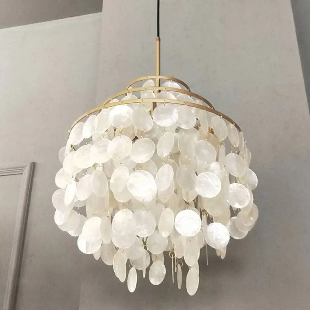 Traditional Shell Hanging Chandelier For Restaurant Ceiling Lighting Gold / 15.5