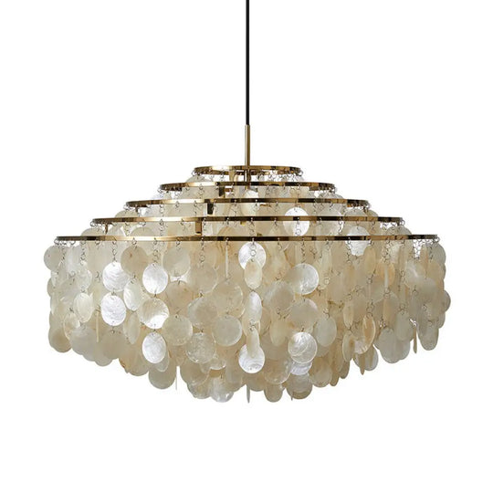 Traditional Shell Hanging Chandelier For Restaurant Ceiling Lighting Gold / 19.5