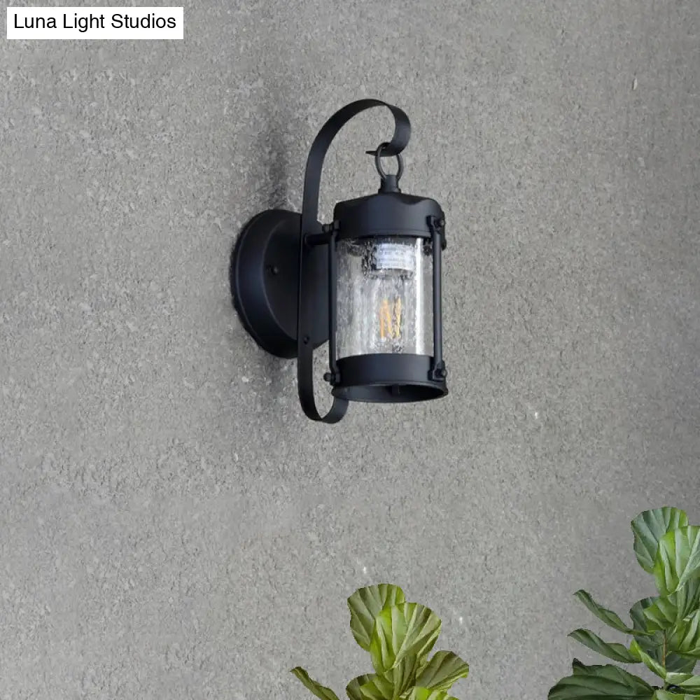 Traditional Single Bulb Seeded Glass Wall Hanging Outdoor Sconce Lamp