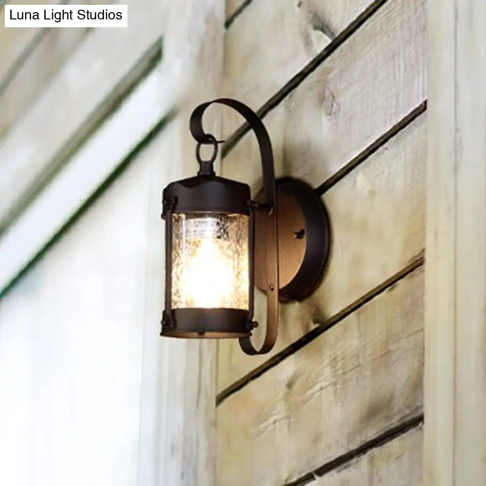 Traditional Single Bulb Seeded Glass Wall Hanging Outdoor Sconce Lamp