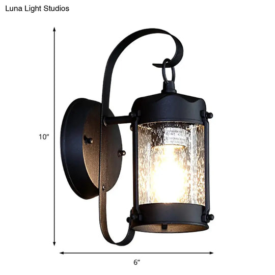 Traditional Single Bulb Seeded Glass Wall Hanging Outdoor Sconce Lamp