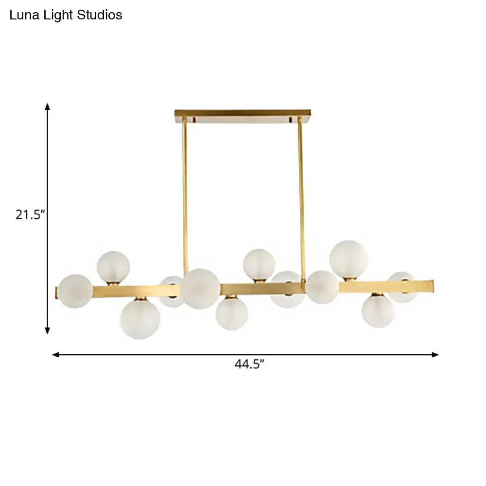 Traditional Spherical Frosted Glass Pendant Light - Gold 7/12 Lights Dining Room Island Lighting