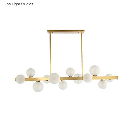 Traditional Spherical Frosted Glass Pendant Light - Gold 7/12 Lights Dining Room Island Lighting