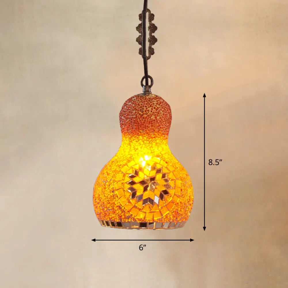 Traditional Stained Glass Pendant Ceiling Light - 1-Light Pear Suspension Lighting For Restaurants