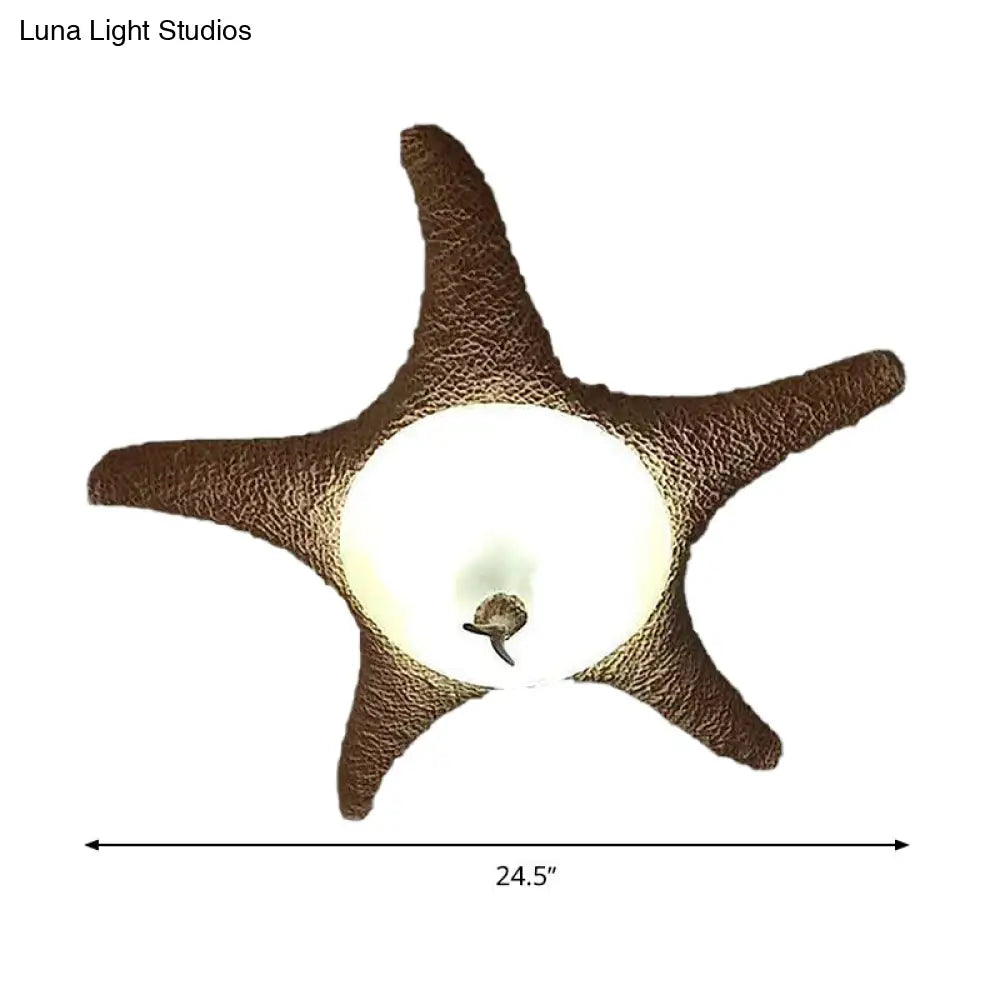 Traditional Starfish Flush Mount Lighting With Frosted Glass And Beige Ceiling Fixture (3 Bulbs)