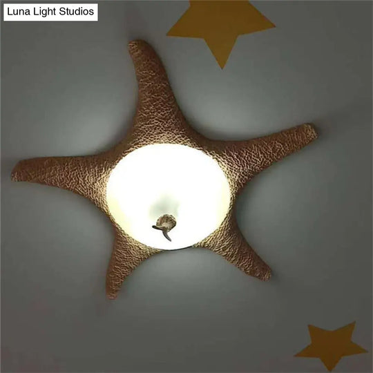 Traditional Starfish Flush Mount Lighting With Frosted Glass And Beige Ceiling Fixture (3 Bulbs)