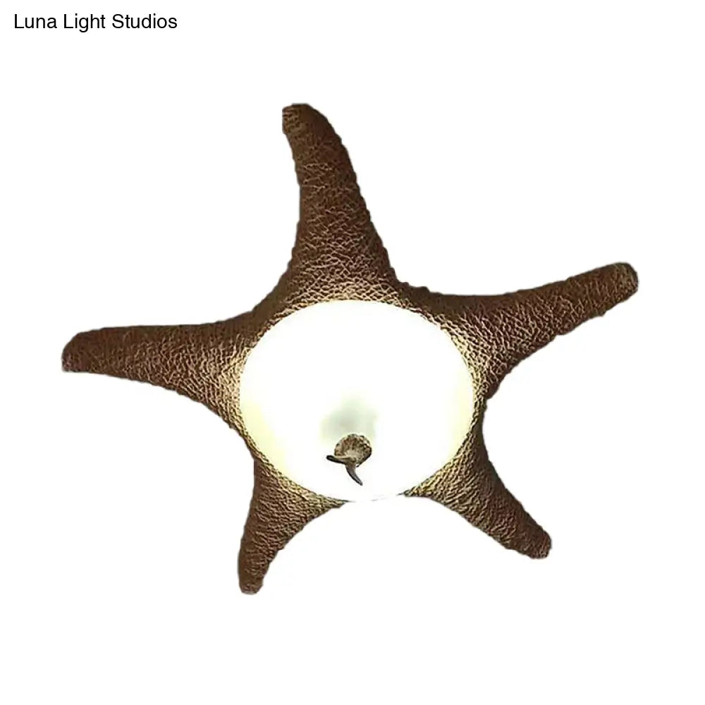 Traditional Starfish Flush Mount Lighting With Frosted Glass And Beige Ceiling Fixture (3 Bulbs)