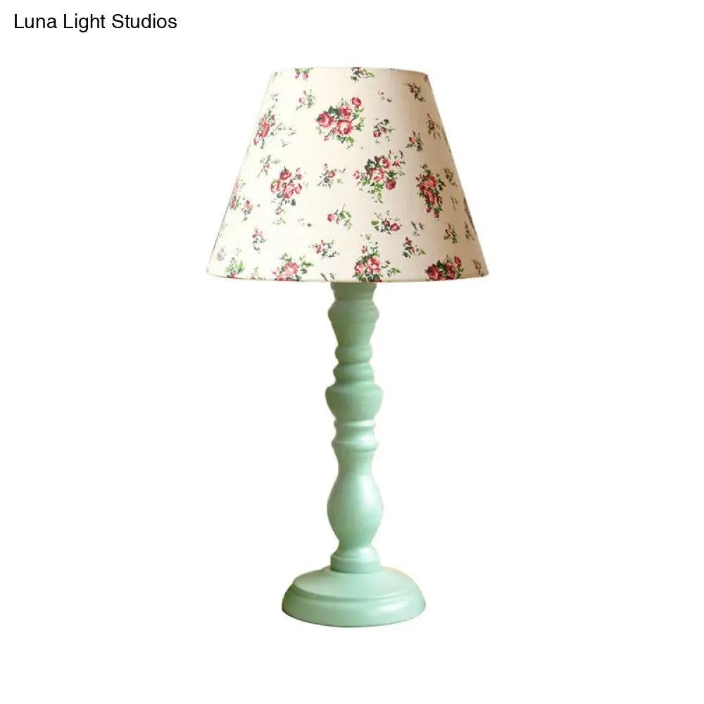 Traditional Style 1-Light Barrel Desk Lamp In White/Blue/Purple With Red Fabric Shade - Ideal Task