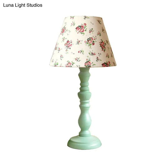 Traditional Style 1-Light Barrel Desk Lamp In White/Blue/Purple With Red Fabric Shade - Ideal Task