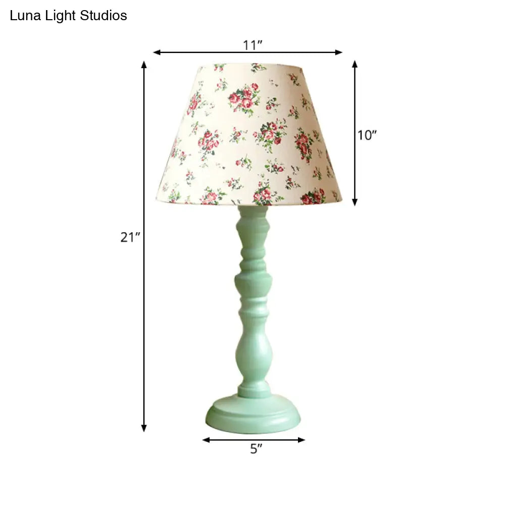 Traditional Style 1-Light Barrel Desk Lamp In White/Blue/Purple With Red Fabric Shade - Ideal Task