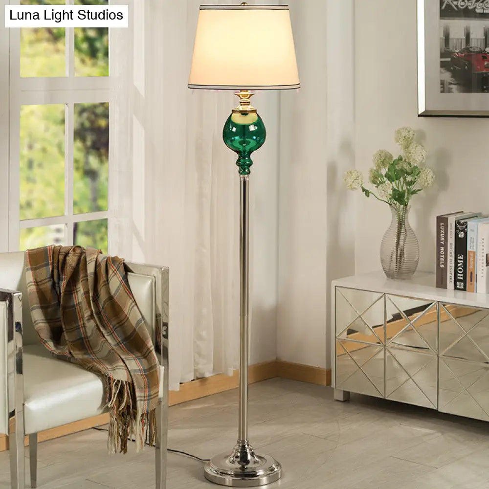 Traditional Style Conical Shade Floor Lamp With Fabric