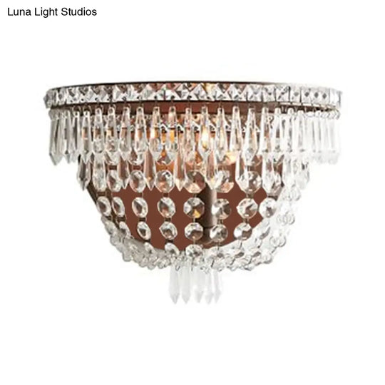 Traditional Style Crystal Beaded Sconce - 1-Light Wall Lighting Idea For Living Room Brown