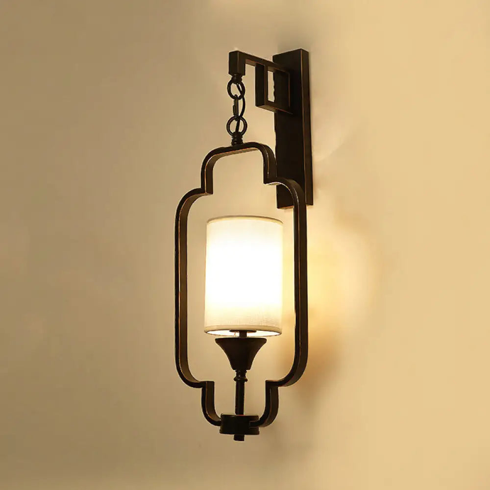 Traditional Style Cylinder Metal Wall Sconce In Black/Gold - Bedroom Lighting Black