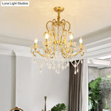Traditional-Style Gold Crystal Chandelier - 4/6/8 Lights Living Room Hanging Light Fixture