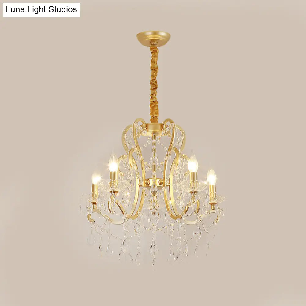 Traditional-Style Gold Crystal Chandelier - 4/6/8 Lights Living Room Hanging Light Fixture