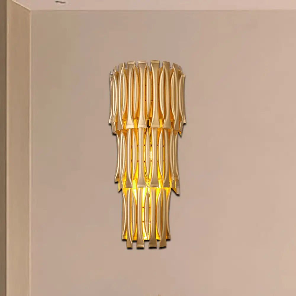 Traditional Style Gold Tiered Aluminum Sconce Light Fixture - 4/6 Lights Wall Mount Corridor