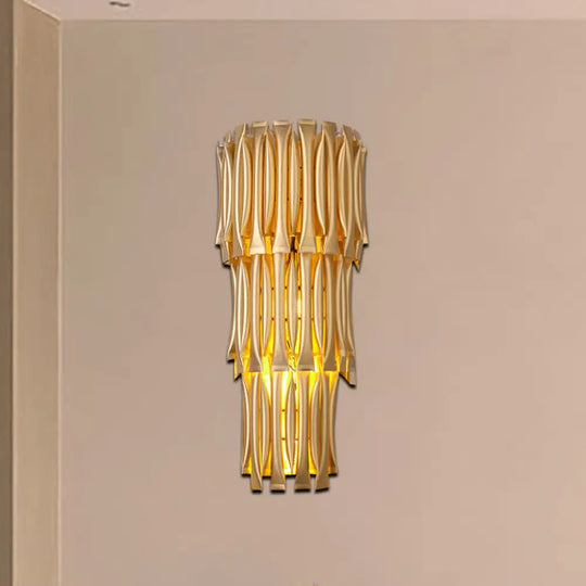 Traditional Style Gold Tiered Aluminum Sconce Light Fixture - 4/6 Lights Wall Mount Corridor