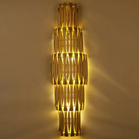 Traditional Style Gold Tiered Aluminum Sconce Light Fixture - 4/6 Lights Wall Mount Corridor