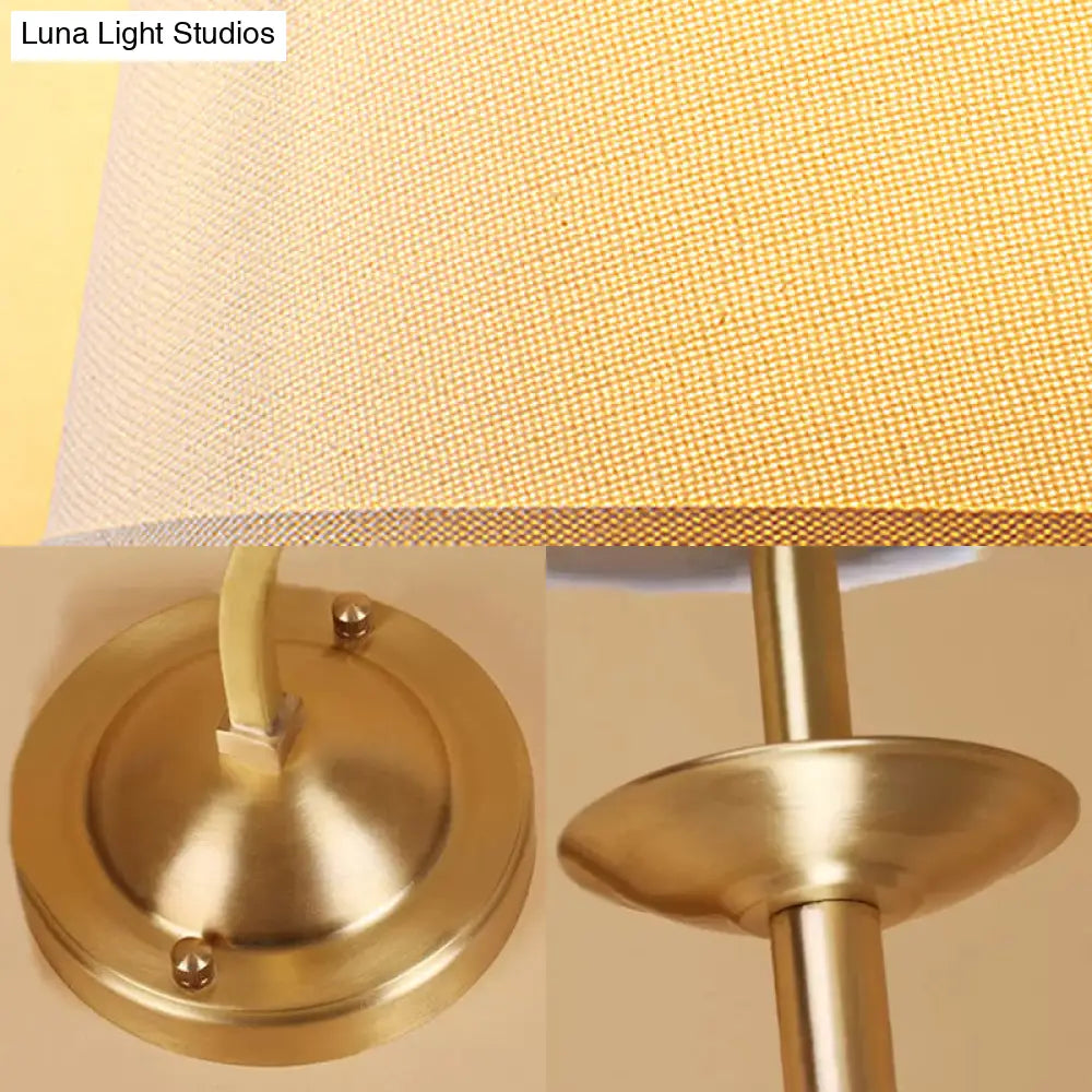 Traditional Style Gold Wall Lamp With Tapered Shade - Ideal For Child Bedroom