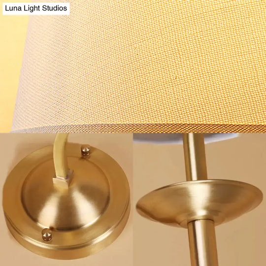 Traditional Style Gold Wall Lamp With Tapered Shade - Ideal For Child Bedroom