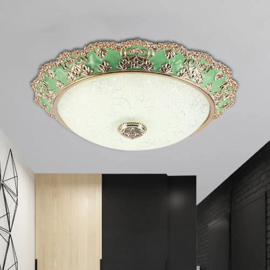 Traditional Style Green Glass Led Ceiling Light Fixture - Multiple Width Options Available / 12’