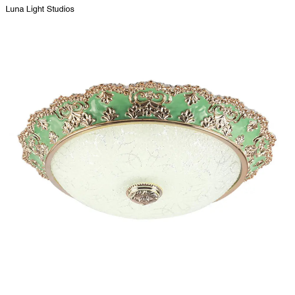 Traditional Style Green Glass Led Ceiling Light Fixture - Multiple Width Options Available