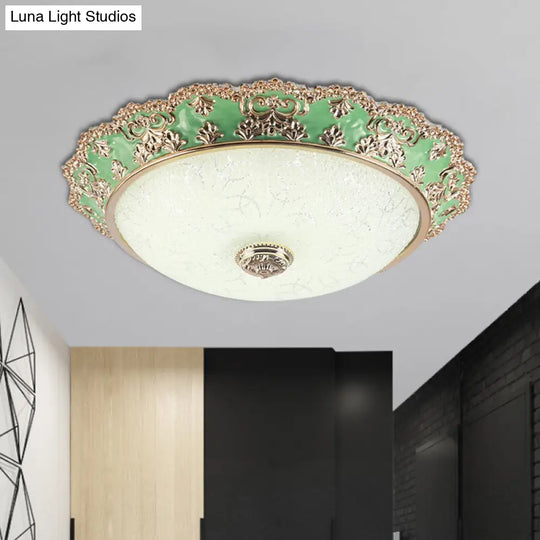 Traditional Style Green Glass Led Ceiling Light Fixture - Multiple Width Options Available / 12