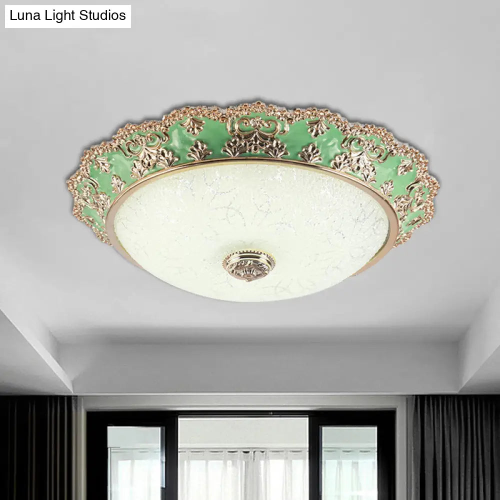 Traditional Style Green Glass Led Ceiling Light Fixture - Multiple Width Options Available