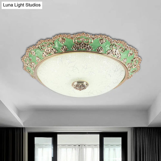 Traditional Style Green Glass Led Ceiling Light Fixture - Multiple Width Options Available